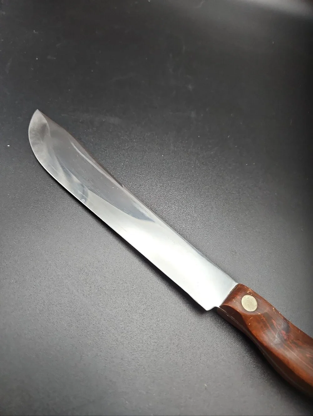 CUTCO Vintage Brown Wood Handle Stainless Steel Butcher Chef Knife #22 USA Made